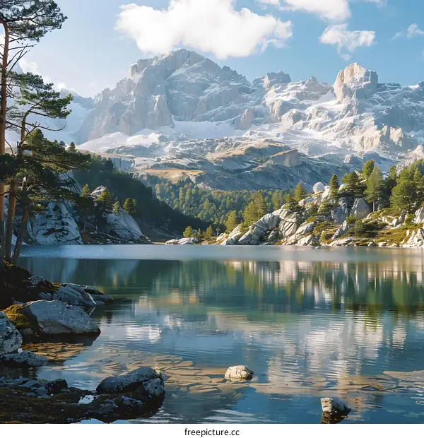 Mountain lake in the dolomites italy