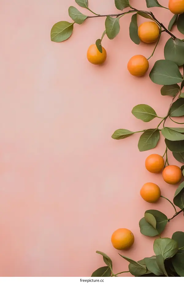 Peach Branch with Pink Background