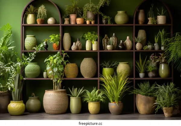 Indoor Garden with Lush Greenery and Plant Display