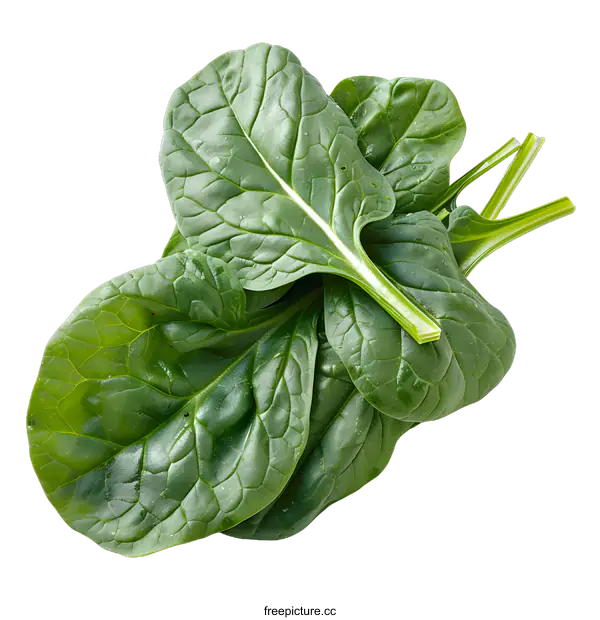 [Transparent Background PNG]Fresh Green Spinach Leaves Isolated on White Background