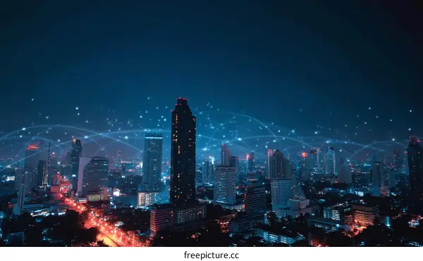 Night Cityscape Networked Metropolis