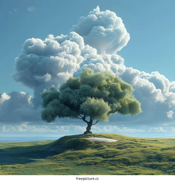 A Majestic Tree Under a Sky of Clouds