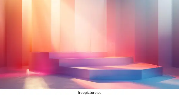 Modern Geometric Pink and Blue Podium on Gradient Background