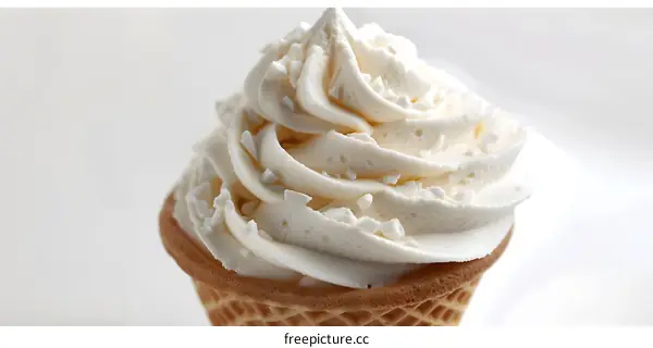 Close Up of Soft Serve Ice Cream in a Waffle Cone