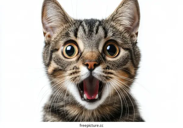 Closeup Image of a Surprised Tabby Cat