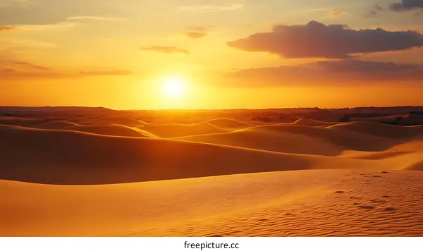 Golden Sunset Over Desert Dunes