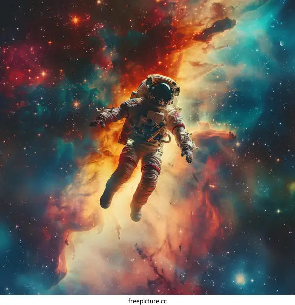Astronaut in Nebula Space
