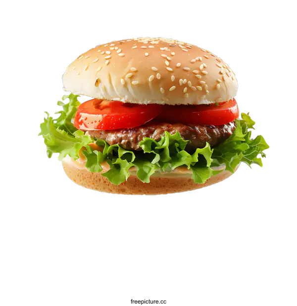 [Transparent Background PNG]Delicious Burger with Vegetables on White Background