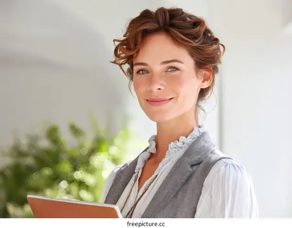 Confident Woman Holding Tablet