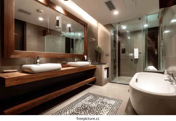 Modern Luxury Bathroom with Double Vanity and Bathtub