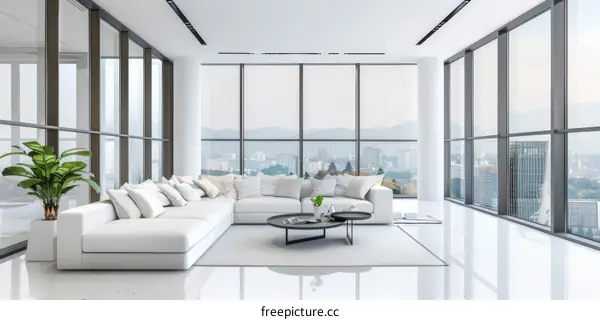 Modern Spacious Living Room with Ample Daylight