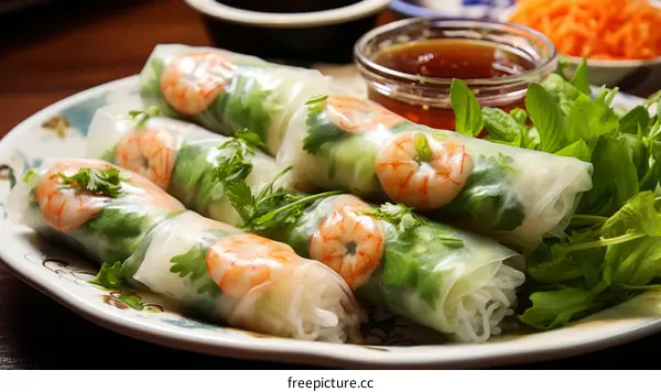 Fresh and Delicious Vietnamese Rice Paper Rolls with Shrimp