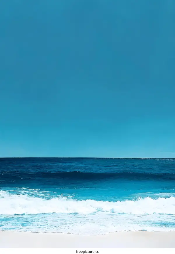 Blue Ocean Waves on a Beach with White Sand