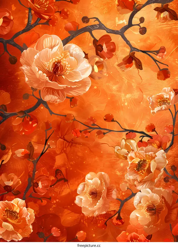 Golden flowers and branches