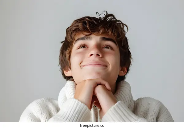 Portrait of a Contemplative Teenage Boy