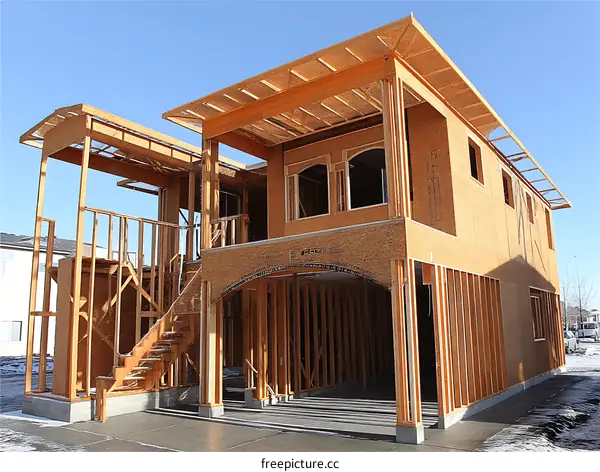 Under Construction House Exterior Framing