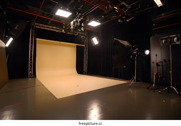 Professional Photo Studio Setup with Backdrop and Lighting