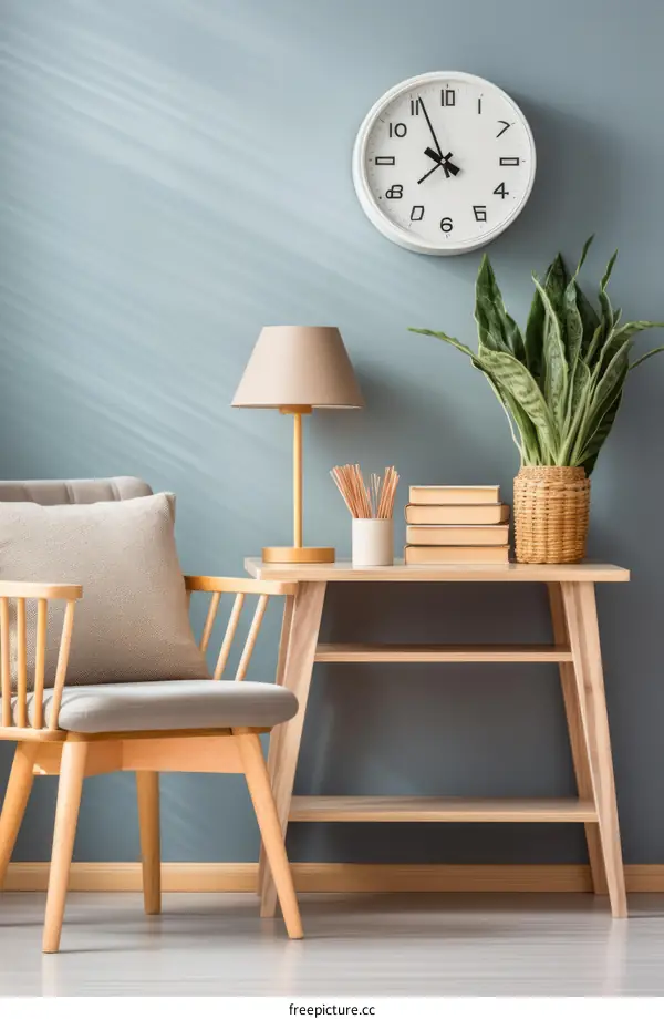 Modern Living Room with Comfortable Chair and Natural Elements