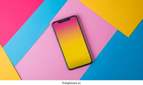 Smartphone Mockup on Colorful Background
