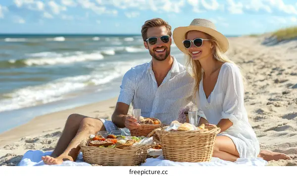 Couple Enjoying a Beach Picnic