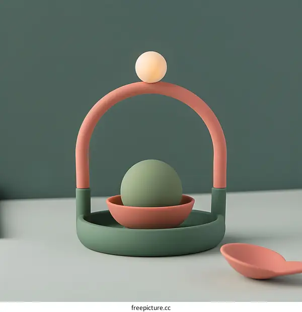 Abstract Minimalist Green and Pink Silicone Sculpture