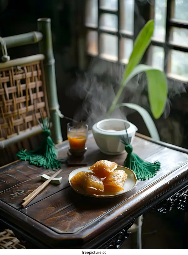 Zongzi wrapped in banana leaves