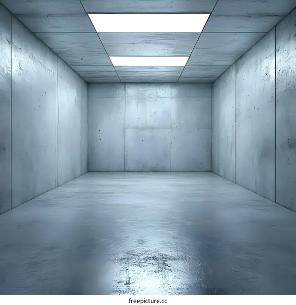 Empty Concrete Room With Light Fixtures