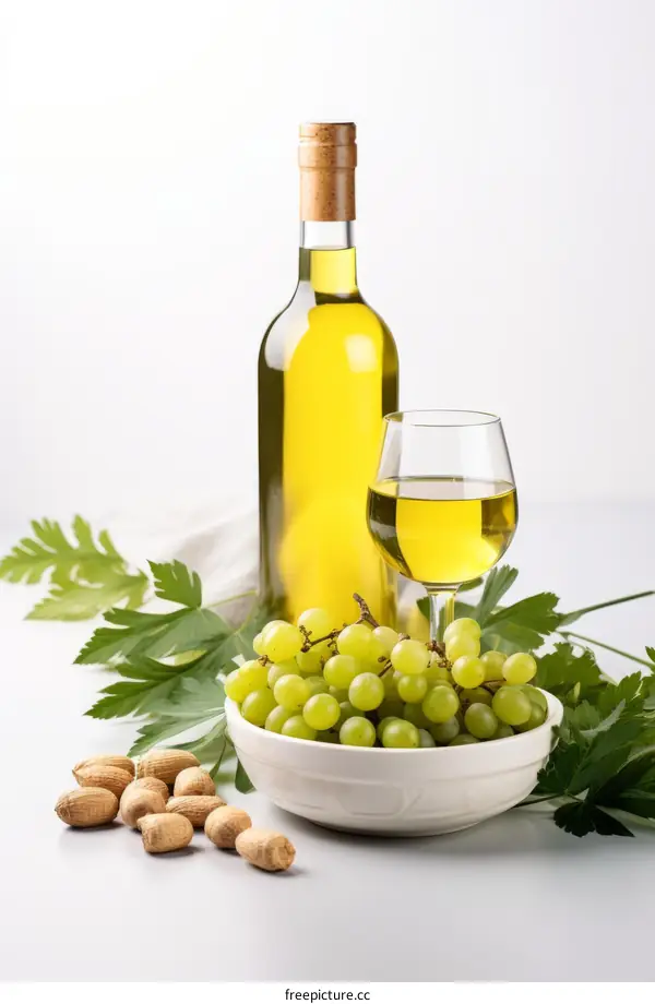 White wine and green grapes
