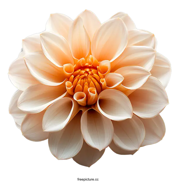 [Transparent Background PNG]Close-up of a Beautiful Peach Dahlia Flower