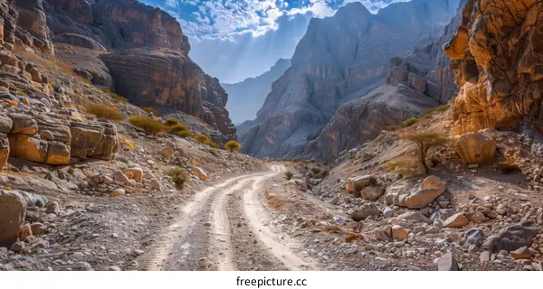 Rocky Mountain Road Through a Desert Canyon