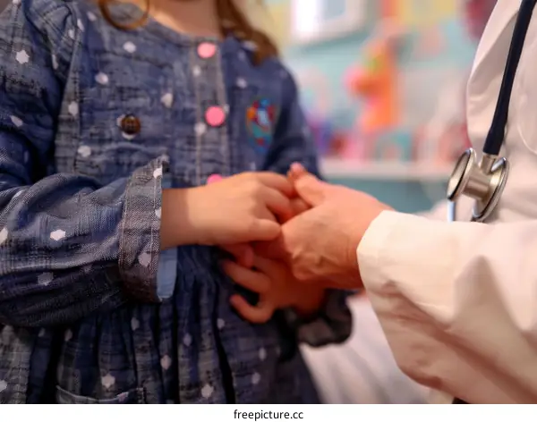 Doctor holding a child's hand