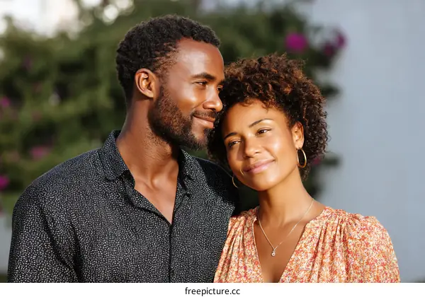 Couple in Love Outdoors Close Up