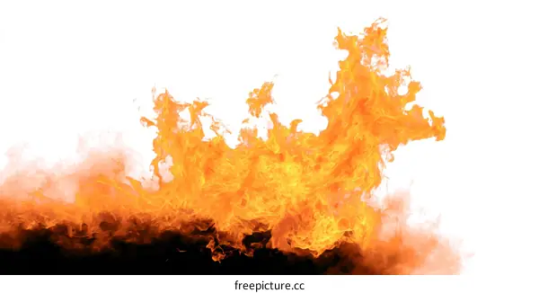 Fiery Flames Against White Background