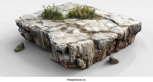 [Transparent Background PNG]Isolated Rock Platform with Grass on transparent background