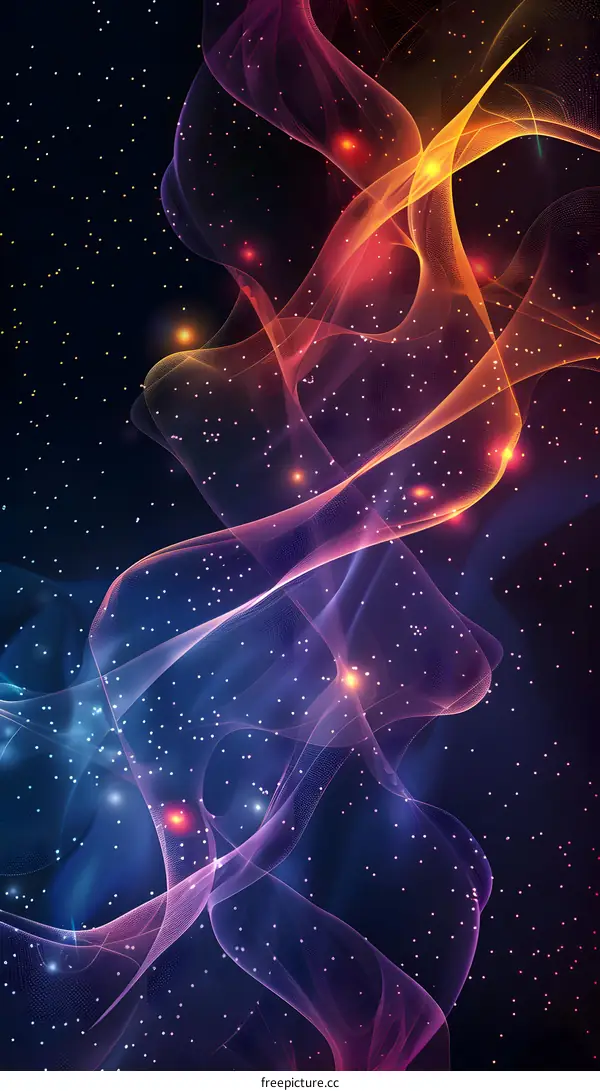 Colorful light bands dancing in space