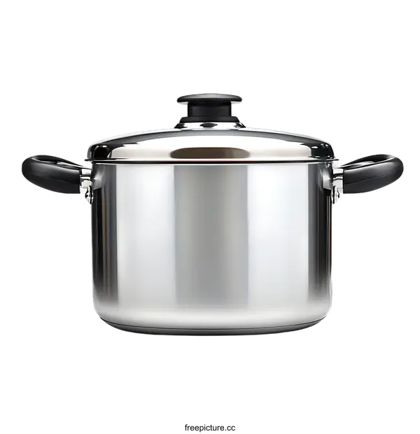 [Transparent Background PNG]Stainless Steel Pot With Lid On transparent background