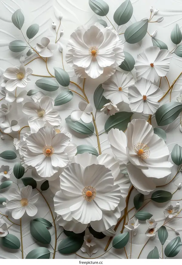 White and Green Flowers and Foliage