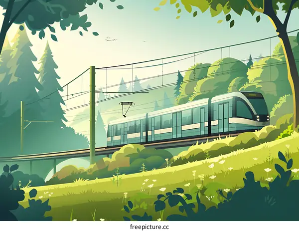 Train on a Mountainside