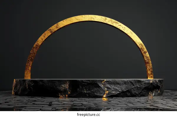 Modern Abstract Gold Arch Display Podium