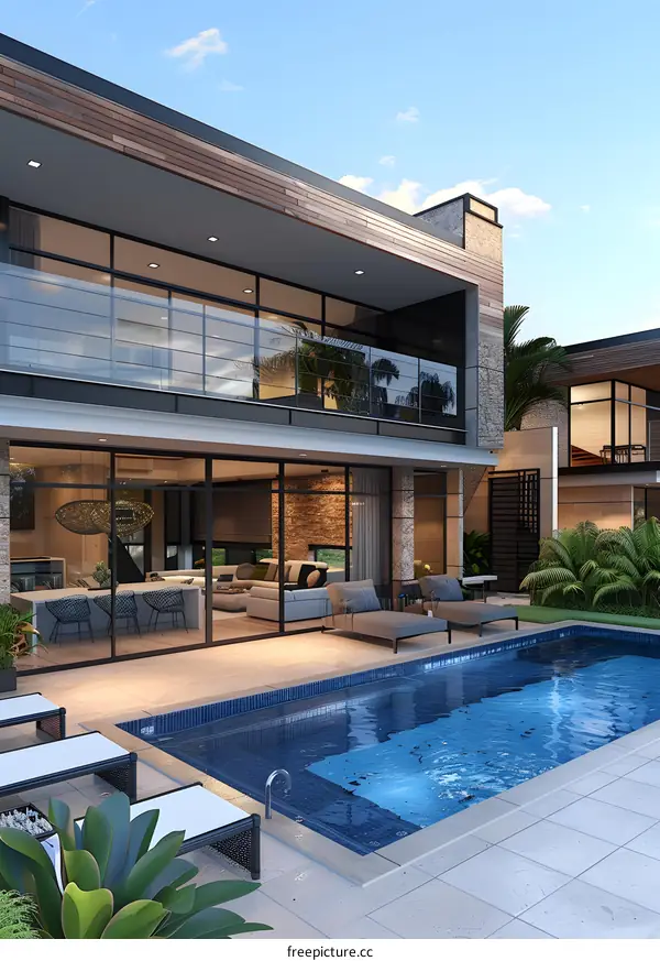 A beautiful house with a pool and a terrace