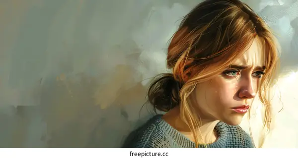 Portrait of a young woman with brown hair and blue eyes