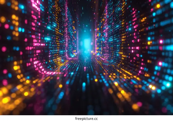 Binary tunnel of glowing particles