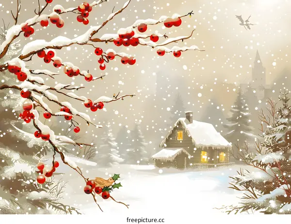 Little house in the snowy forest