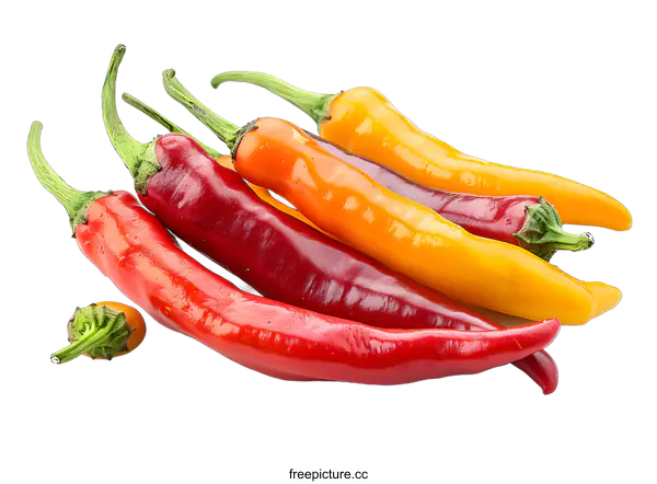 [Transparent Background PNG]Colorful chili peppers on white background