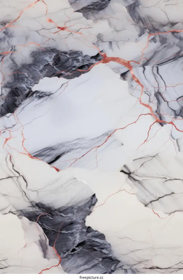 Elegant white marble texture with copper veins