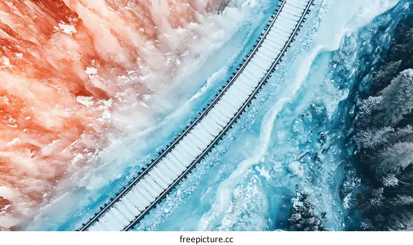 Frozen Railway Through the Ice