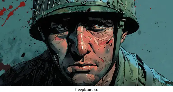 Close-up of a soldiers face