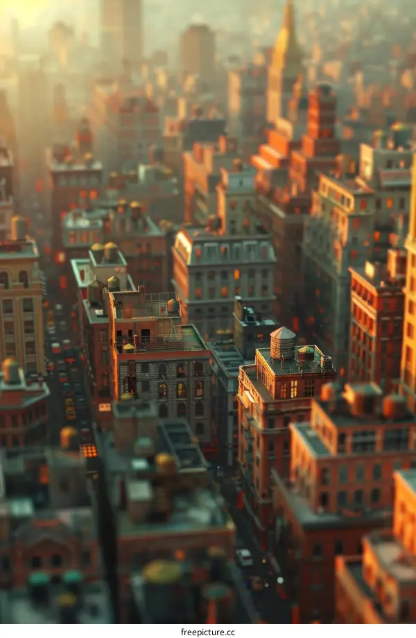 Cityscape Miniature Model View of Buildings