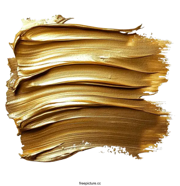 [Transparent Background PNG]Gold Paint Stroke Texture Abstract Illustration