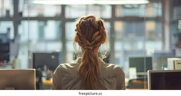 Blonde girl staring out the window